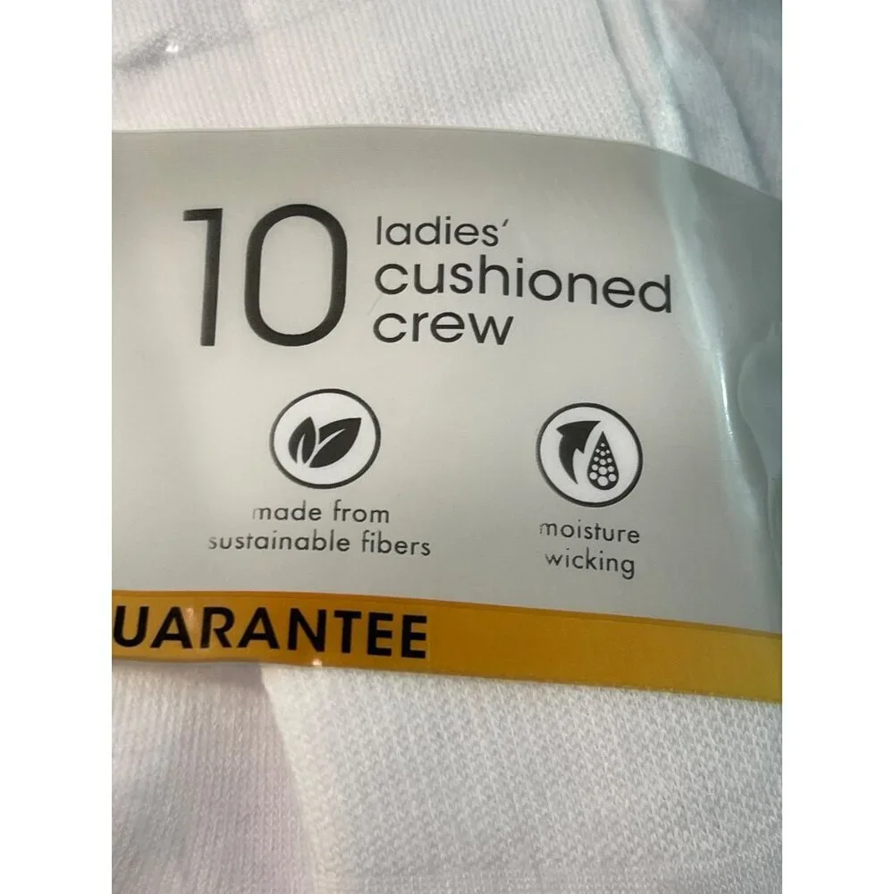 Fruit Of The Loom 10 Pairs Ladies Cushioned Crew Socks  NEW